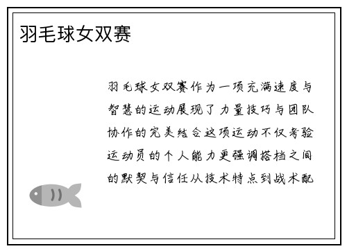 羽毛球女双赛